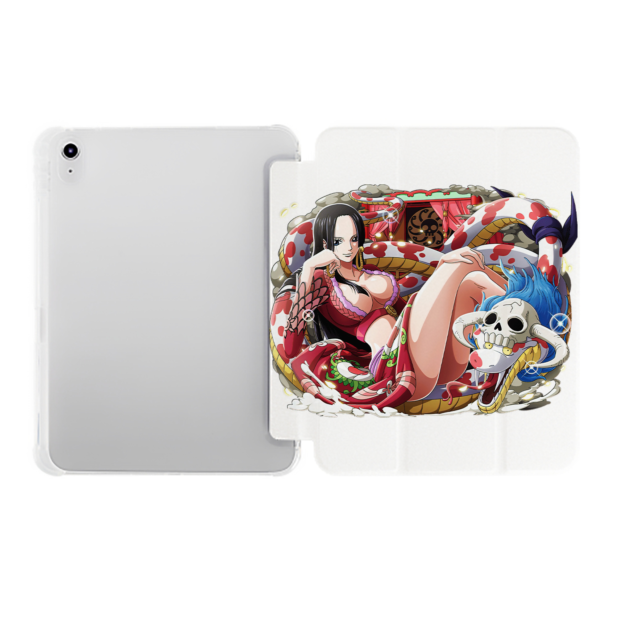 （画像用） ワンピース ボア・ハンコック ONE PIECE Boa·Hancock IPad ケース ペン収納付き 三つ折りスタンド PUレザー×シリコン 対応機種9.5/10.5/10.9インチ